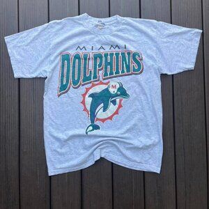 NFL Miami Dolphins logo short sleeve ash color tee shirt